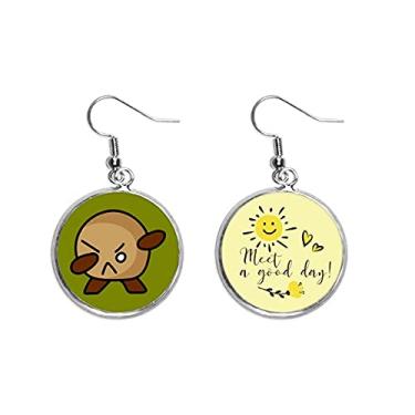 Imagem de Brinco de madeira de pedra com corpo irritado Art Deco presente moderno gota orelha flor sol joia moderna