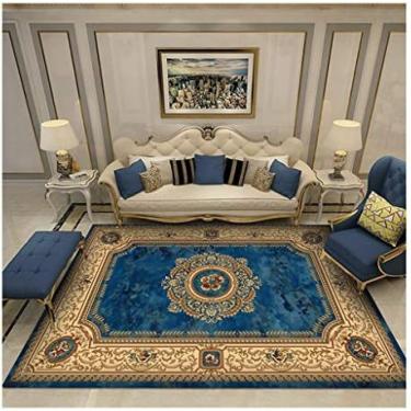 Imagem de Tapetes Ultra Macios Para Área Interna Moderna, Tapete Clássico Europeu De Arte Persa Para Sala De Estar, Quarto, Tapete Antiderrapante, Moda, Tapete Para Cozinha, Tapete De Área,Azul,200 * 230cm,Co