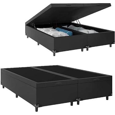 Imagem de Cama Box Baú Queen Size Sintético Preto 1.58x1.98x44 Rc