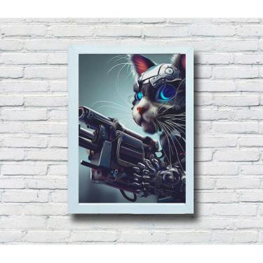 Imagem de Quadro Decorativo MDF Robot Cat