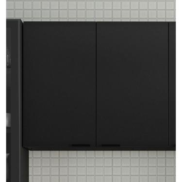 Imagem de Armário Aéreo 2 Portas com Dobradiças Slow Motion Exclusive Itatiaia Grafite/Preto Matt