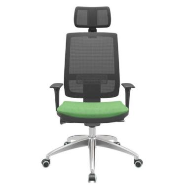 Imagem de Cadeira Office Brizza Tela Preta Com Encosto Assento Poliéster Verde M