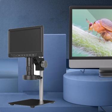 Imagem de Microscópio eletrônico adulto, 1600x, equipamento e suprimentos de laboratório Microscópio de foco de tela grande de 10 polegadas, pode ser transferido via PC, 12mp