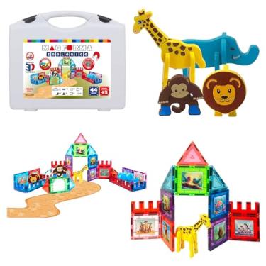 Imagem de BRINQUEDO BLOCOS MAGNÉTICOS INFANTIL MAGFORMA ZOO ANIMAIS, BRINQUEDO MAGNÉTICO MAIS FOFO, STEAM TOY, 44 PEÇAS COLORIDAS + ADESIVOS PARA PERSONALIZAÇÃO, DESENVOLVE A IMAGINAÇÃO E A CRIATIVIDADE