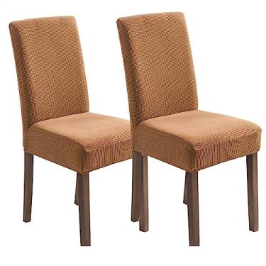 Imagem de Capas para cadeira de jantar, capa protetora de cadeira de jantar de pelúcia macia com encosto alto, lavável e removível, para sala de jantar cozinha hotel (Color : Beige, Size : 2)