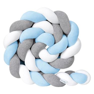 Imagem de Amortecedor de berço trançado,Trilho de cama anticolisão de 3m para berçário, cerca para berço de bebê - Acessórios macios do do bebê para segurança e proteção do sono Pinnkl