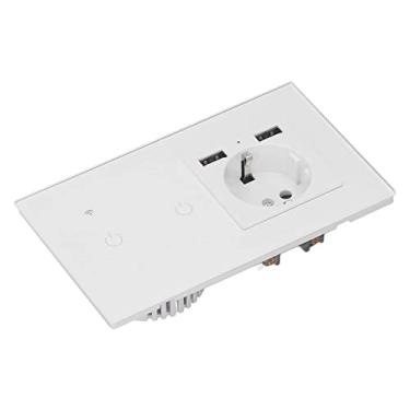 Imagem de Soquete de Interruptor Inteligente, Interruptor Inteligente WiFi Com Tomada de Parede Oculta USB Dupla APP Controle de Toque de Voz Compartilhar Função de Soquete de Interruptor
