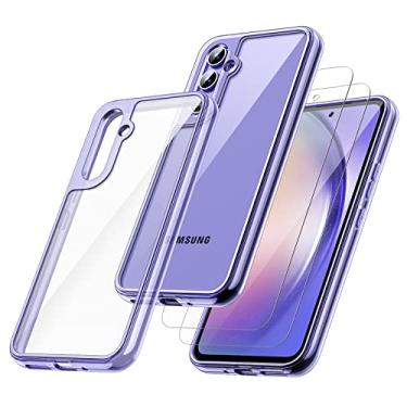 Imagem de JETech Capa 2 em 1 para Samsung Galaxy A54 5G 6,4 Polegadas com Protetor de Tela de 2 Pacotes, Filme de Vidro Temperado, Case Protetora de Telefone à Prova de Choque Transparente Traseira (Lilás)