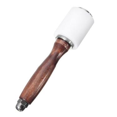 Imagem de Martelo de escultura em couro com cabe?a reta, cabo de madeira de malho de cabe?a reta com martelo de escultura em madeira de nylon sólido, martelo perfurador de couro DIY Martelo de couro para