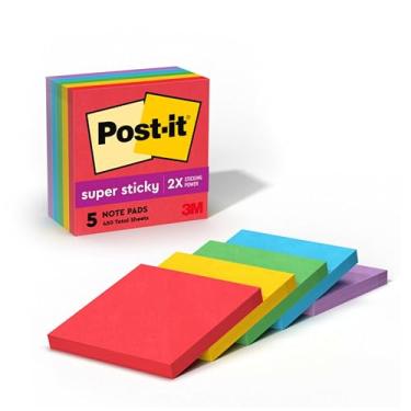 Imagem de Post-it Super Sticky Notes, 2x Sticking Power, 3 pol. x 3 pol, Marrakesh Collection, 5 pastilhas/pacote (654-5SSAN)