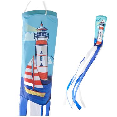 Imagem de Madrona Brands Meia de vento náutica oceano veleiro farol - decoração durável para pendurar ao ar livre - 152 cm