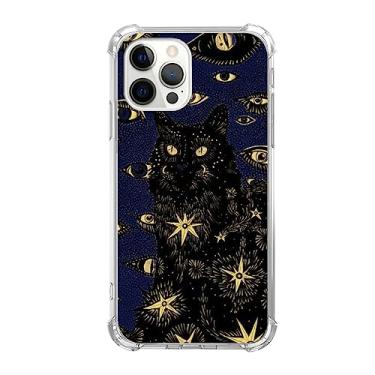 Imagem de BESUC WICH Capa de telefone psicodélico hippie gato compatível com iPhone 15 Pro, capa de gato preto de animal fofo e trippy legal para meninas meninos mulheres homens, capa protetora de TPU moderna