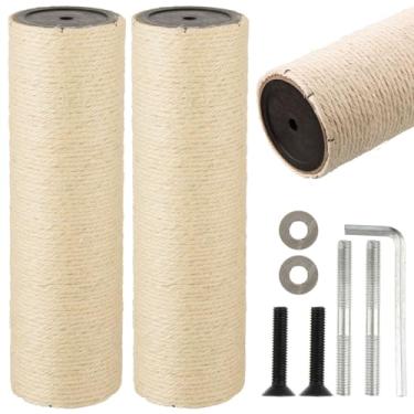 Imagem de 2 postes de substituição de raiz para arranhar para gatos, 29 x 8,54 cm, poste de reposição de sisal natural, poste de arranhão para gatos, peça de refil com parafusos M8 para acessórios de móveis de