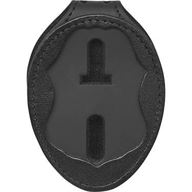 Imagem de Suporte de crachá CBP com para controle de fronteira alfandegária dos EUA, clipe de crachá de couro preto com corrente de pescoço (Cutout 587)