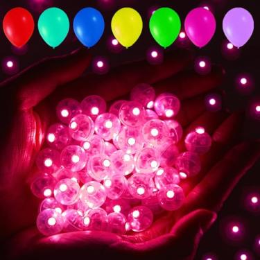 Imagem de Luzes de balão de LED rosa, 100 peças de mini bolas redondas de longo tempo de espera para balões, lanterna de papel, lâmpada de bola de LED, à prova d'água, pequena luz de LED para decoração de festa