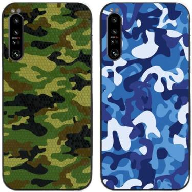 Imagem de 2 peças de capa de telefone traseira de silicone em gel TPU impresso camuflagem legal para telefone Sony Xperia (Sony Xperia 1 IV)