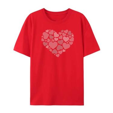 Imagem de Camiseta Love Graphic para amigos Love Funny Graphic para homens e mulheres para o amor, Vermelho, 4G