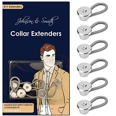 Imagem de Johnson & Smith Extensores de colarinho/extensor de pescoço/botão Wonder para expansão de 1/2 de camisas masculinas, pacote com 5 + 1, 9,5 mm