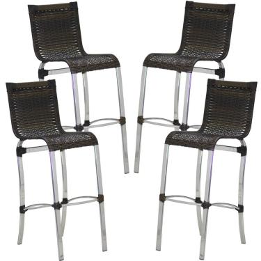 Imagem de 4 Banquetas Alta Haiti em Alumínio para Cozinha Bar Edícula