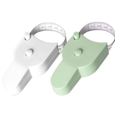 Imagem de Fita métrica corporal de 150 cm, alfaiate, botão de pressão, retração, alfaiate, costura, artesanato, fita de pano, auto-aperto, régua de medida (Branco + Verde)