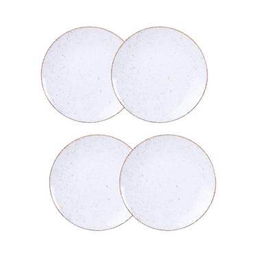Imagem de Jogo de Pratos Sobremesa Rústico 4 Peças 21 cm Porcelana Decorada Tramontina