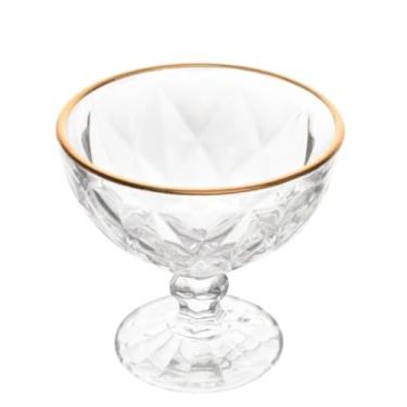 Imagem de Genérico Taça para Sobremesa Diamond Transparente 6un com Fio de Ouro