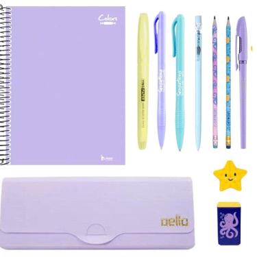 Imagem de Kit Papelaria Fofa Fundo Do Mar Kawaii Caderno Lapis