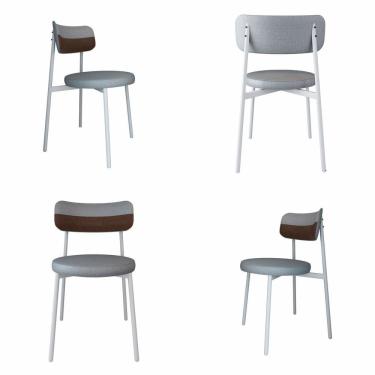 Imagem de Cadeira Kyta Fixa com 4 Pés 50 X 44,7 X 83,8 Cm com 4 Unidades Cinza Claro/Whisky/Branco