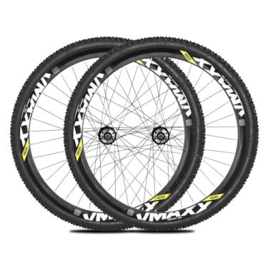 Imagem de Kit Bicicleta Aro 26 Par de Roda 26 Vzan Vmaxx Cubo Rosca Rolamentado Pneu Camara,Preto Branco