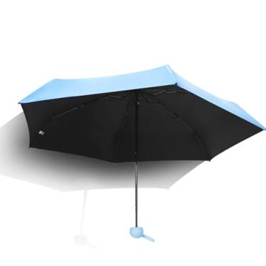 Imagem de Guarda-sol UV, Ultra Leve UPF 50 Sun Protect Capsule Dobrável Guarda-chuva de Viagem Guarda-sol Revestido de Borracha Preta (azul claro)