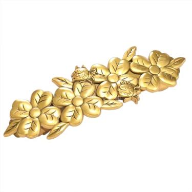 Imagem de KKJOY Presilhas vintage de trevo de quatro folhas joaninha presilhas de cabelo feitas à mão com clipe de mola de metal acessórios de cabelo de noiva para mulheres encantadoras senhoras (ouro)