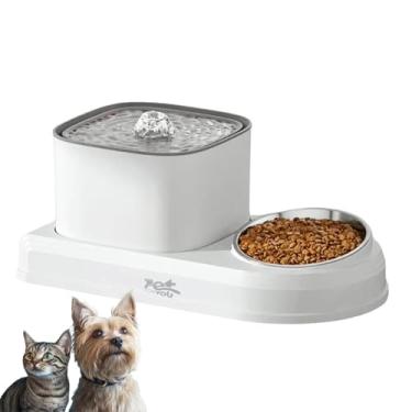 Imagem de Bebedouro Fonte de água 3L Automático com Alimentador Comedouro Tigela de Inox para Gatos e Cães Animais de estimação dispensador de água silencioso Duplo 2 em 1