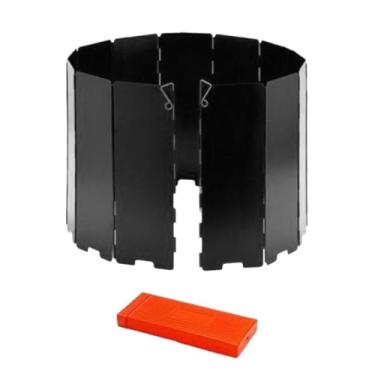 Imagem de Kokiya Protetor de vento para fogão de acampamento, pára- dobrável, proteção contra vento para mochila, churrasco, Preto