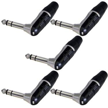 Imagem de Kit 5 Plugs P10 90 Stereo Rp3rc Rean By Neutrik