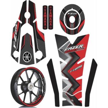 Imagem de Kit Adesivos Protetores Friso Yamaha Fazer Fz25 Vermelho M2 - Resitank