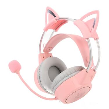 Imagem de Fone de Ouvido para Jogos Com Orelha de Gato Com Microfone RGB Light Over Ear Fones de Ouvido Leve Com Fio e Faixa Ajustável para PC e Laptops