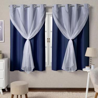 Imagem de Cortina blackout de pvc com voil 2,80x2,00 - Feffo Cortinas, AZUL MARI