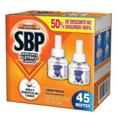 Imagem de Repelente Elétrico Líquido SBP 45 Noites com 2 Refis 35ml Cada 50% de 