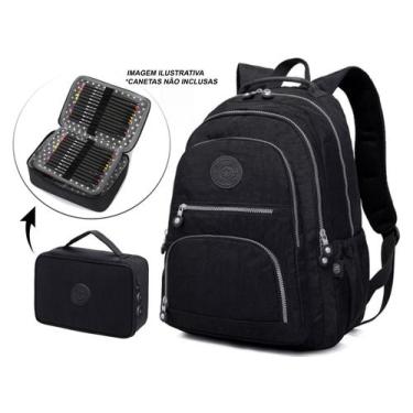 Imagem de Mochila Feminina Notebook Tactel Escolar Leve + Estojo quadrado super 