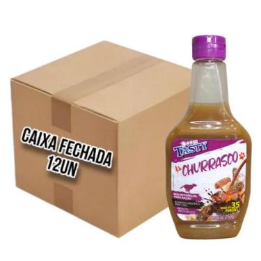 Imagem de 12un molhos para ração de cachorro sabor Churrasco 250g caixa fechada 