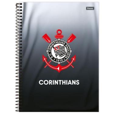 Imagem de Caderno Corinthians Capa Dura Espiral 1 Matéria 80F Escolar, Preto/Cin
