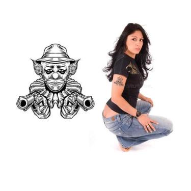 Imagem de Tatuagem Temporária Palhaço Vida Bandida Pistoleiro - 3I