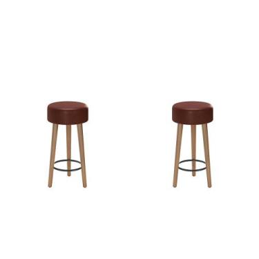 Imagem de Conjunto 2 Bancos Banqueta Paris Pés Palito Tecido Sintético Telha Sal