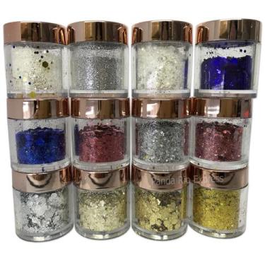Imagem de Kit 12 Potes Glitter Para Encapsulamento Decoração De Unhas Manicure -