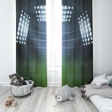 Imagem de Cortina Tecido Oxford Quarto Infantil Estádio de Futebol Luzes - 280x2