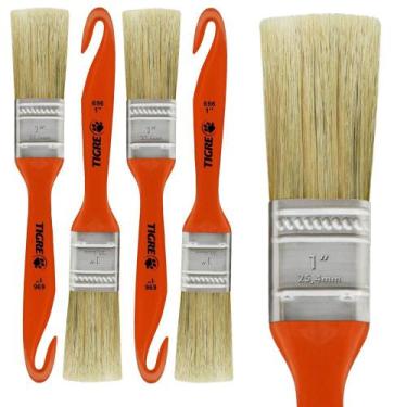 Imagem de Kit 5 Trinchas Pinceis Tigre Porta Móveis Madeira Verniz Cabo Plástico