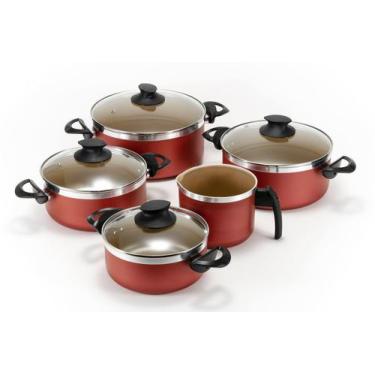 Imagem de Jogo Conjunto de Panelas Caçarolas 16 a 22 + Fervedor 14 - Alumínio Gr