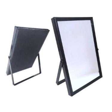 Imagem de Kit 2 Espelhos de Mesa Metal Moldura Decoração Luxo 16x11cm - Multiart