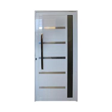 Imagem de Porta Pivotante de Alumínio Branco Com Vidro e Puxador CMC Classic - L