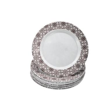 Imagem de Jogo 12 Pratos Refeição 25Cm Melamina Decorado Restaurante - Tododia